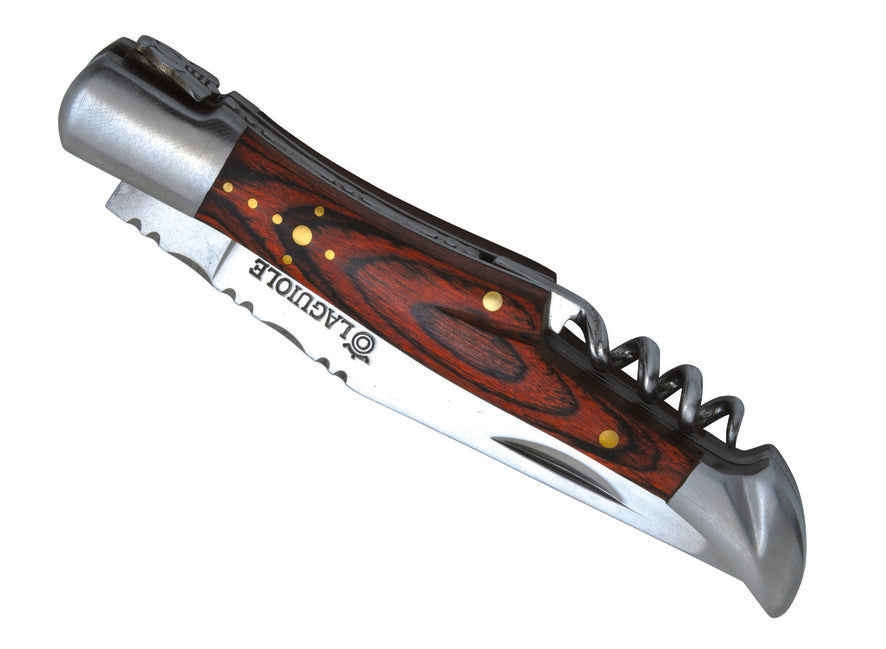 Laguiole DUB039 zsebkés, 12 cm penge, 420 acél, barna stamina markolat