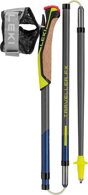 LEKI Traveller FX.One Carbon Nordic Walking bot, ezüstszürke-éjfekete sötét fémes-neonzöld
