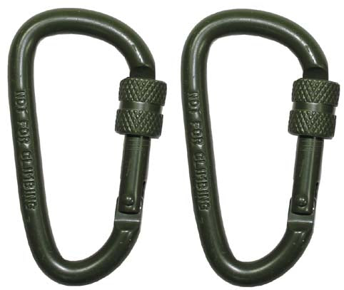MFH karabiner biztosítóval, olívazöld, 60x6mm, 2db
