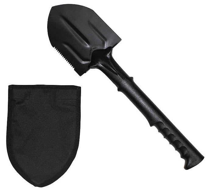 MFH acél lapát 44 cm nylon fogantyúval és tokkal