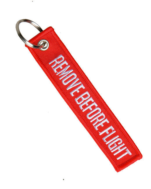 Mil-Tec "REMOVE BEFORE FLIGHT" kulcstartó, piros