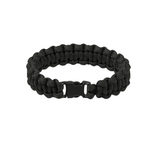 Mil-Tec Survival paracord karkötő 15 mm, fekete