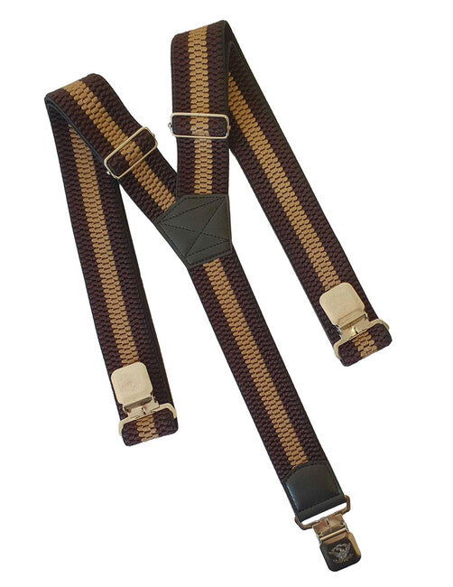 TopGal Natur Stripes clip nadrágtartó, barna