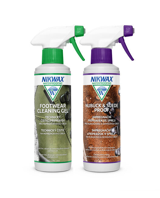 Nikwax Twin Nubuck & Suede Spray / Footwear Cleaning Gel készlet 2 db, 300ml