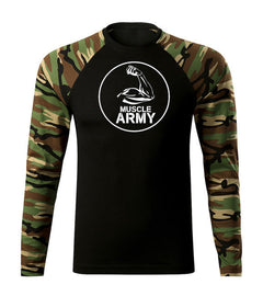 DRAGOWA Fit-T hosszú ujjú póló muscle army biceps 160 g/m², woodland