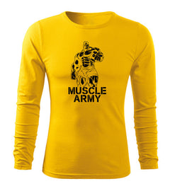 DRAGOWA Fit-T hosszú ujjú póló muscle army man 160 g/m², sárga