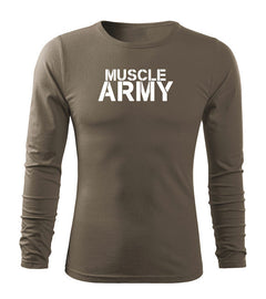 DRAGOWA Fit-T hosszú ujjú póló muscle army 160 g/m², olívazöld