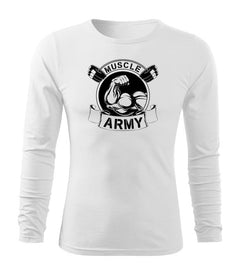 DRAGOWA Fit-T hosszú ujjú póló muscle army original 160 g/m², fehér