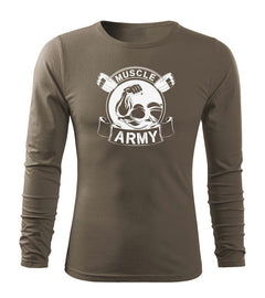 DRAGOWA Fit-T hosszú ujjú póló muscle army original 160 g/m², olívazöld