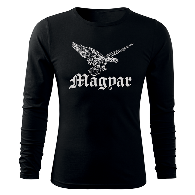 DRAGOWA Fit-T hosszú ujjú póló turul madár 160 g/m², fekete