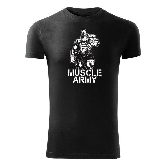 DRAGOWA fitness póló muscle army man 180 g/m², fekete
