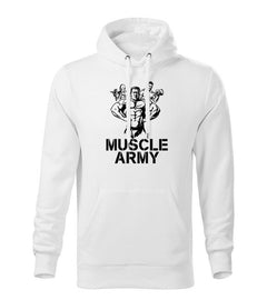 DRAGOWA férfi kapucnis pulóver muscle army team 320 g/m², fehér