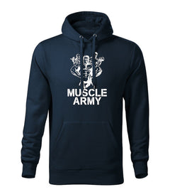 DRAGOWA férfi kapucnis pulóver muscle army team 320 g/m², sötétkék