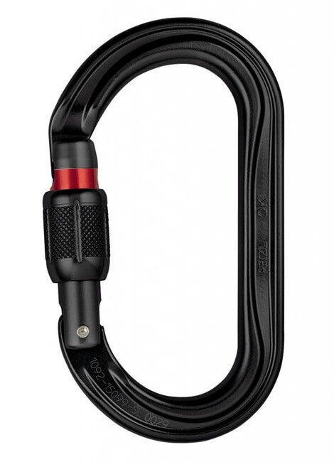 Petzl SCREW LOCK karabiner ovális csavarható biztosítóval, fekete
