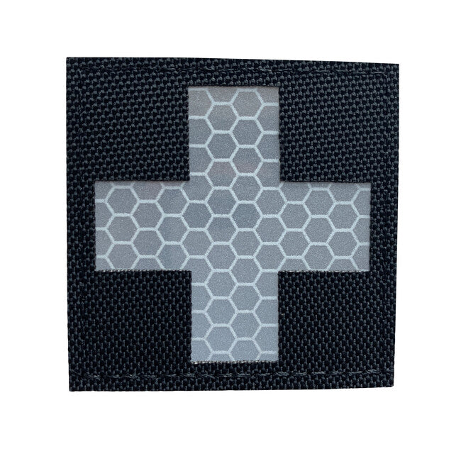 WARAGOD Reflective Fabric Cross Medic felvarró Patch Black and White, fekete és fehér