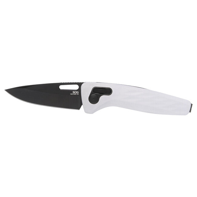 SOG ONE-ZERO XR összecsukható kés, White AL & Black Chrome
