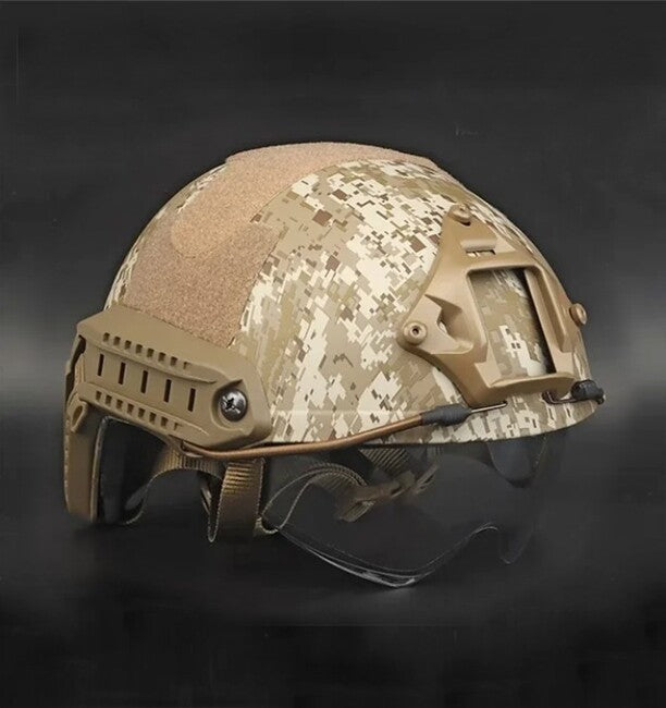 DRAGOWA Tactical Fast MH taktikai sisak Charger szemüveggel, Digital Desert (tanúsítás nélkül)