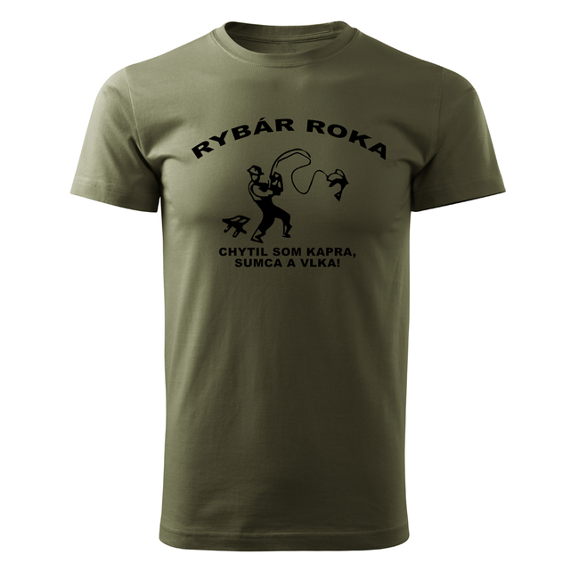 DRAGOWA rövid ujjú póló az év horgásza 160 g/m², olívazöld