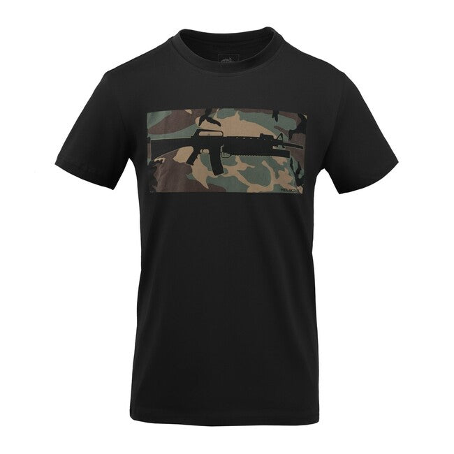 Helikon-Tex 16/203 Combo pamut rövid ujjú póló, Black/US Woodland