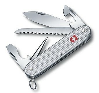 Victorinox Farmer Alox multifunkciós kés 93 mm, fogazott markolat, ezüst, 9 funkció