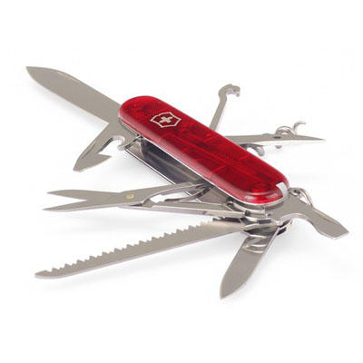 Victorinox Huntsman zsebkés 91mm, átlátszó, piros