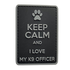 WARAGOD Keep Calm and I love my K9 PVC felvarró, fekete szürke