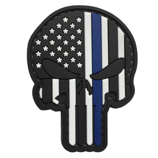 WARAGOD 3D US Patriot Punisher felvarró blue line, 7.5x5cm