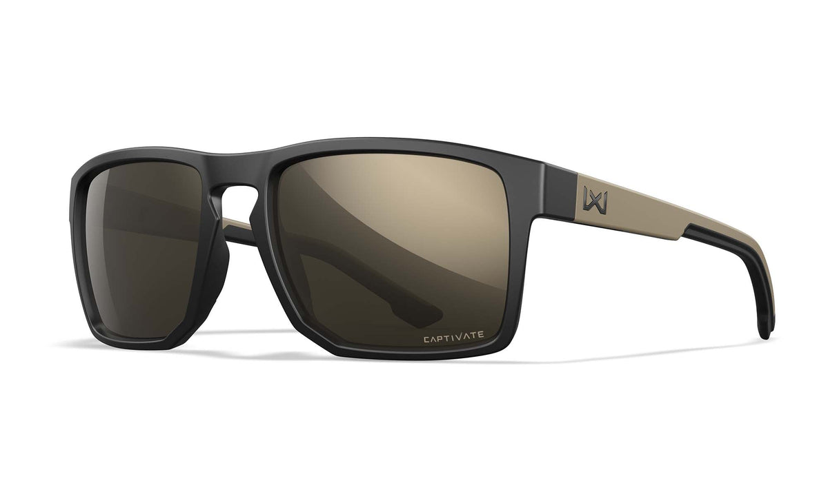 Wiley X Founder napszemüveg, Matte Black-Tan / CAPTIVATE Polarized Tungsten Mirror