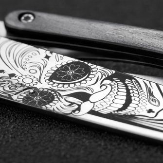 Deejo összecsukható kés Tattoo Biker Latino Skull ebony wood
