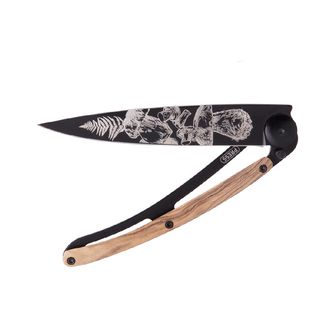 Deejo összecsukható kés Tattoo Black olive wood Mushroom