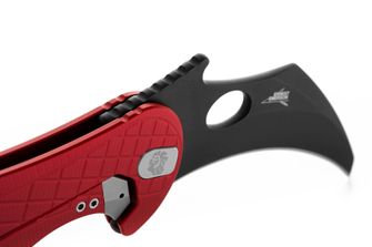 Lionsteel KARAMBIT típusú kés, amelyet az Emerson Design céggel együttműködésben fejlesztettek ki. L.E. ONE 1 A RB Piros/Kémiai Fekete