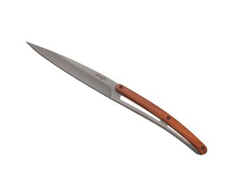 Deejo 6 db-os kés készlet Table, recés,szürke titán pengével, coralwood