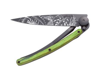 Deejo összecsukható kés Tattoo Black green beech Jungle
