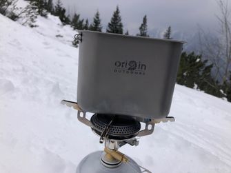 Origin Outdoors Camping Pot Set Titán edénykészlet szintjelzővel és rozsdamentes acél csuklóval 750 ml + 400 ml