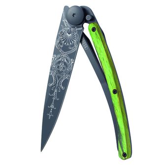 Deejo összecsukható kés Black tattoo green beech Versailes