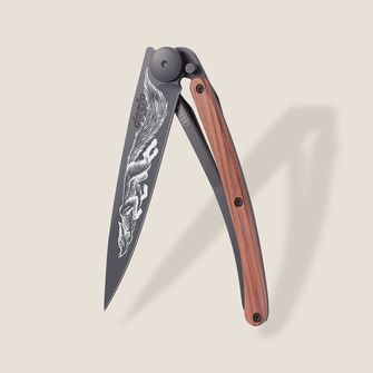 Deejo összecsukható kés Tattoo Black coralwood Fox