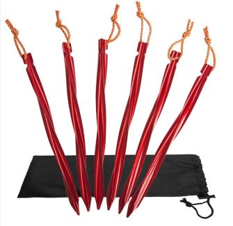 BasicNature Y-Stake spirál sátorszögek 25 cm piros 6 db