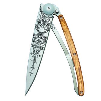 Deejo összecsukható kés Tattoo olive wood Versailles