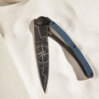 Deejo összecsukható kés Tattoo Black blue beech Terra Incognita