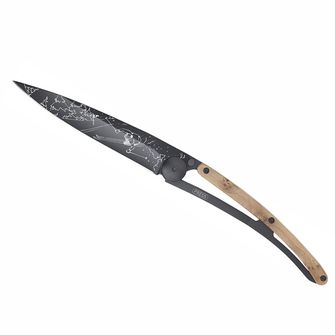 Deejo összecsukható kés Tattoo Black juniper wood Ski