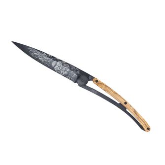 Deejo összecsukható kés Tattoo Black olive wood Leo