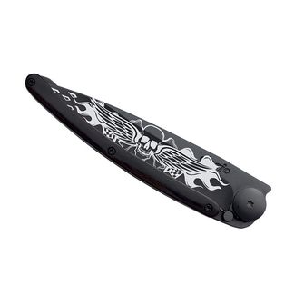 Deejo összecsukható kés Tattoo Biker Angels black ebony wood