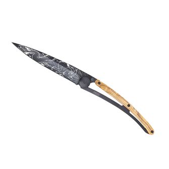 Deejo összecsukható kés Tattoo Black olive wood Capricorn