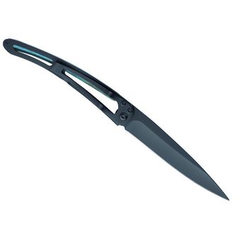Deejo összecsukható kés Black tattoo blue beech Fish