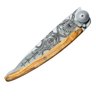 Deejo összecsukható kés Tattoo olive wood Versailles