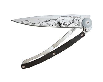 Deejo összecsukható kés Tattoo Wood Bull