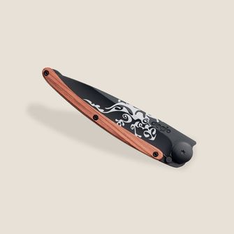 Deejo összecsukható kés Tattoo Black coralwood Gecko