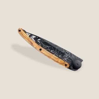 Deejo összecsukható kés Tattoo Black olive wood Aries