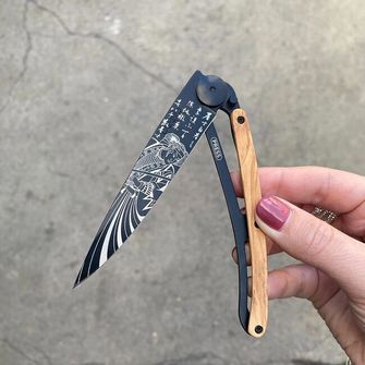 Deejo összecsukható kés Tattoo Black olive wood Samourair