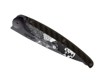 Deejo összecsukható kés Tattoo Black carbon Howling